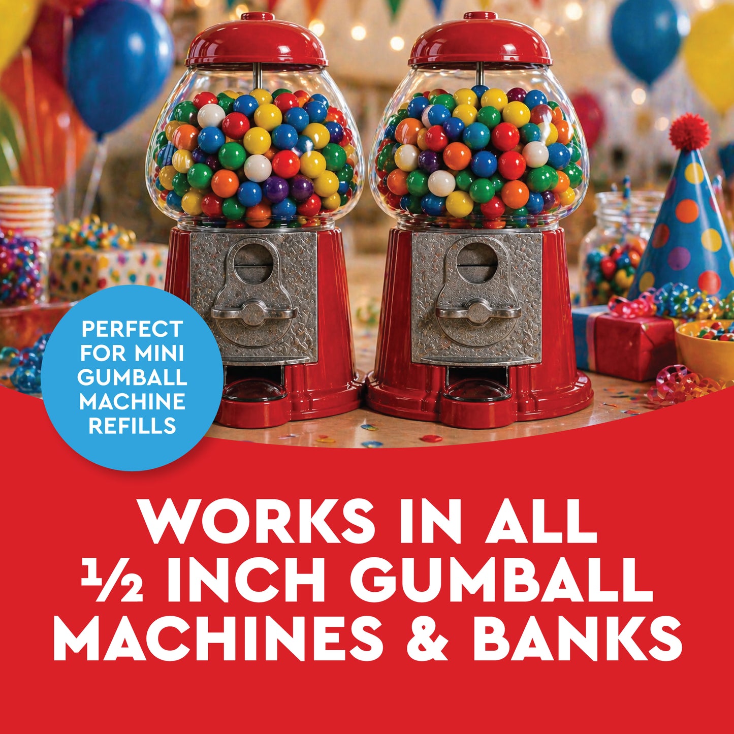 Gumballs 1/2 Inch 2 Pound Bag - Gum Balls For Gumball Machine - Gumballs Bulk - Assorted Fruit Flavor