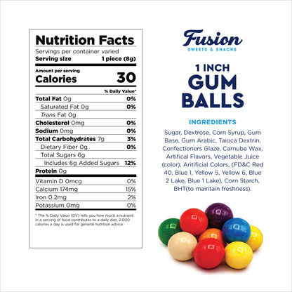 Gumballs 1 Inch - 1 Pound Bag - Gum Balls For Gumball Machine - Gumballs Bulk - Gum Ball Machine Refill - Assorted Fruit Flavor