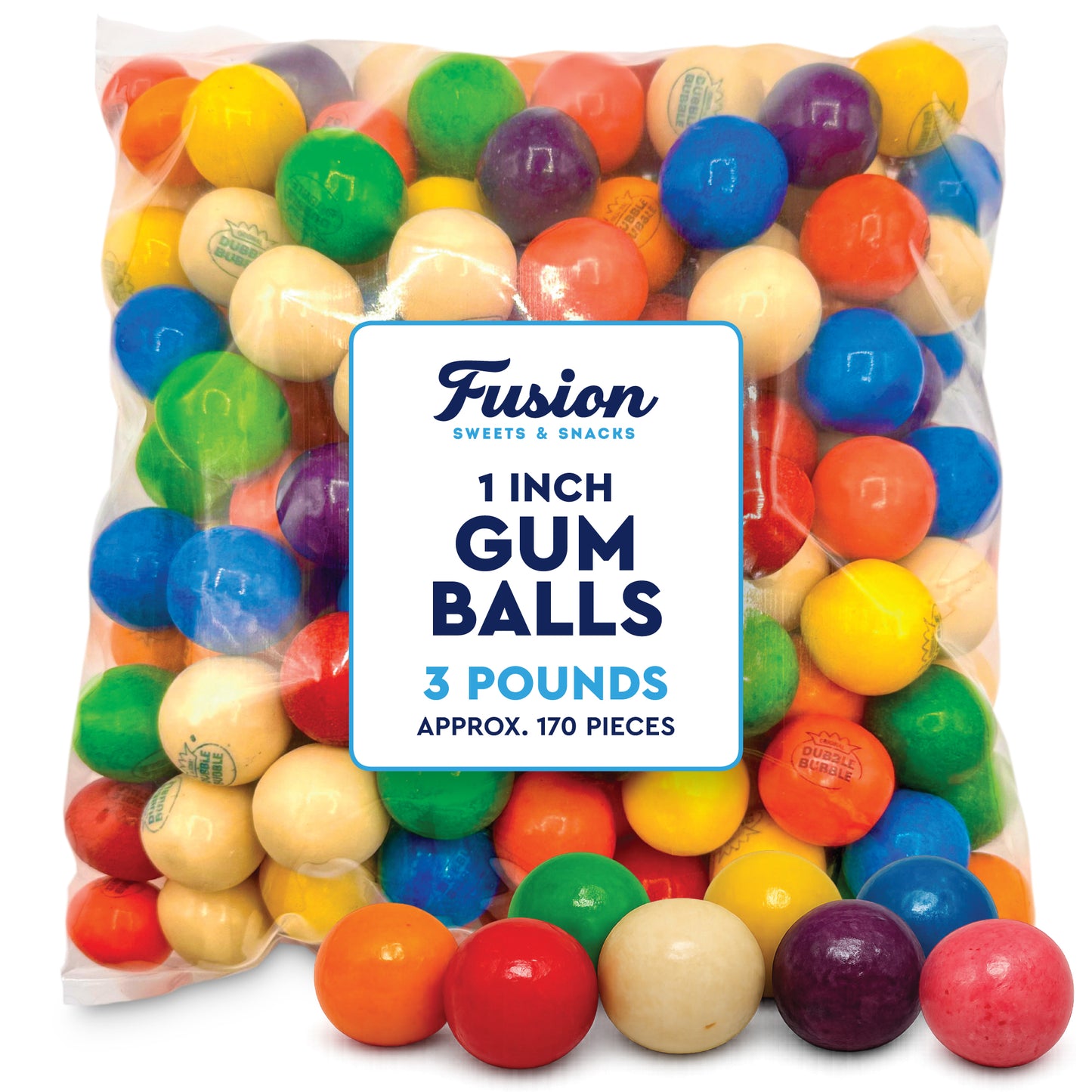 Gumballs 1 Inch - 3 Pound Bag - Gum Balls For Gumball Machine - Gumballs Bulk - Gum Ball Machine Refill - Assorted Fruit Flavor