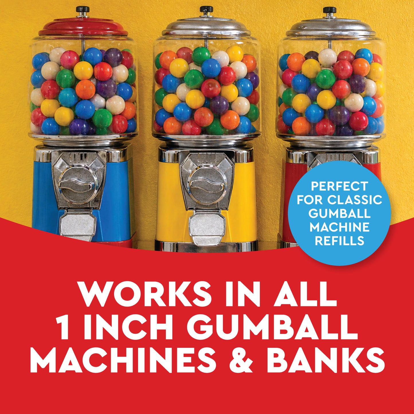 Gumballs 1 Inch - 1 Pound Bag - Gum Balls For Gumball Machine - Gumballs Bulk - Gum Ball Machine Refill - Assorted Fruit Flavor