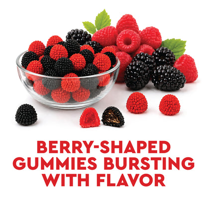 Berries Gummy Candy - 1 Pound Bulk Bag, Crunchy Red And Black Candy - Raspberry And Blackberry Berry Gummies