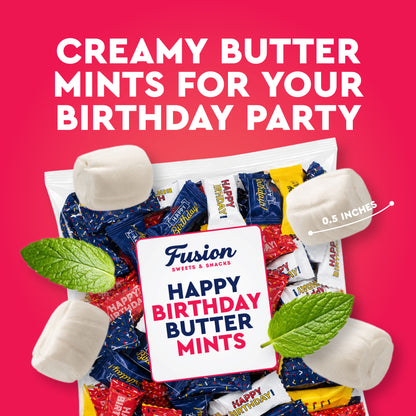 Happy Birthday Candy Buttermints 100 Pieces, Individually Wrapped – Birthday Party Favors, After Dinner Mints, Angel Mints, Quinceanera Party Favors, Buttermints | Kosher Certified Sweet Treats
