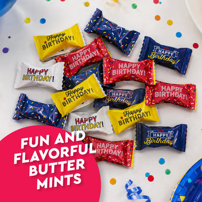 Happy Birthday Candy Buttermints 100 Pieces, Individually Wrapped – Birthday Party Favors, After Dinner Mints, Angel Mints, Quinceanera Party Favors, Buttermints | Kosher Certified Sweet Treats