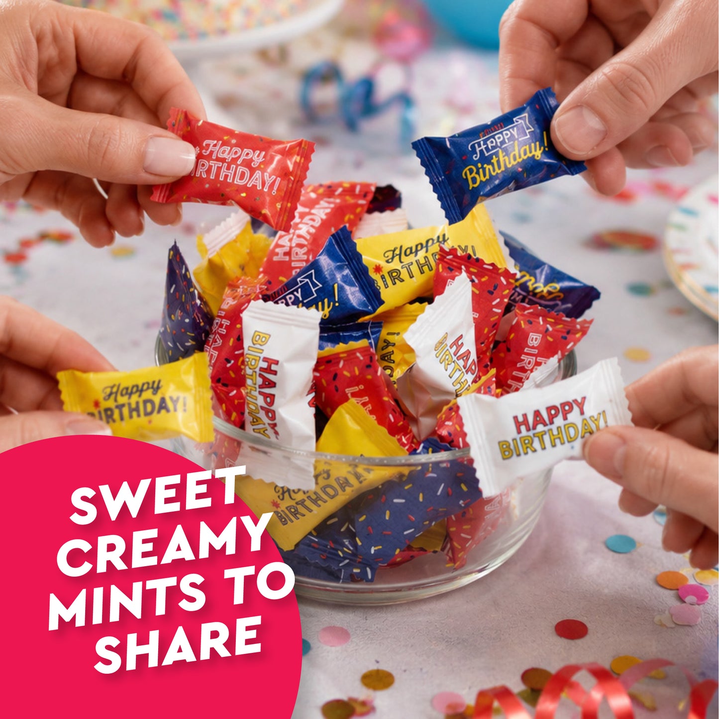 Happy Birthday Candy Buttermints 100 Pieces, Individually Wrapped – Birthday Party Favors, After Dinner Mints, Angel Mints, Quinceanera Party Favors, Buttermints | Kosher Certified Sweet Treats