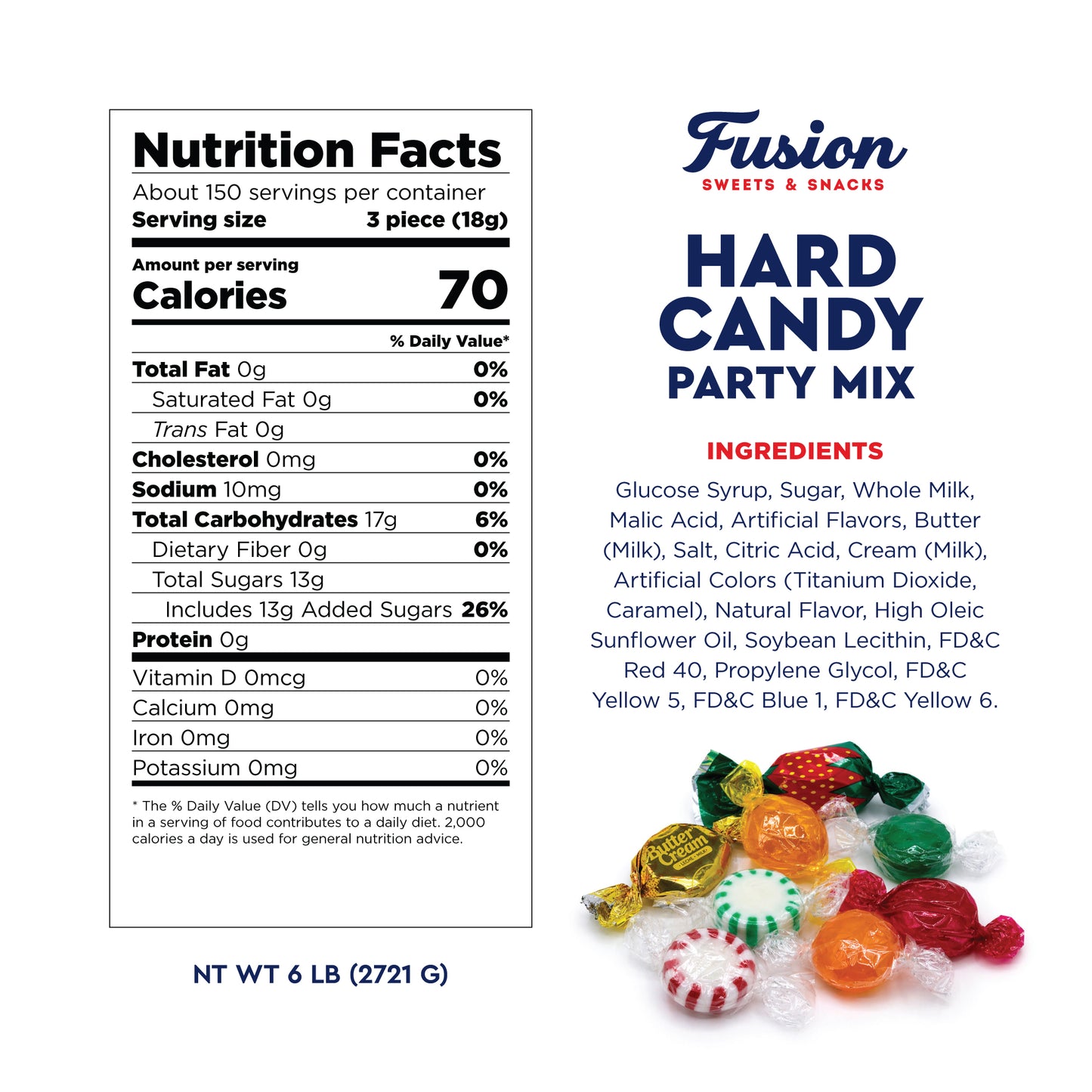 Hard Candy Assortment Party Mix - 2 Pounds (Approx. 150 Pieces), Hard Candy Individually Wrapped, Starlight Mints, Cinnamon, Butterscotch, Fruit Flavors, Old Fashioned Classic Bulk Treat, Gift Bag Filler