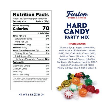 Hard Candy Assortment Party Mix - 2 Pounds (Approx. 150 Pieces), Hard Candy Individually Wrapped, Starlight Mints, Cinnamon, Butterscotch, Fruit Flavors, Old Fashioned Classic Bulk Treat, Gift Bag Filler