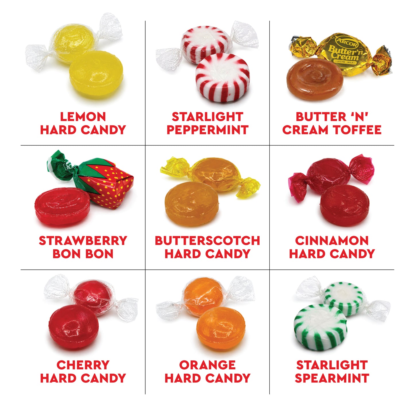 Hard Candy Assortment Party Mix - 2 Pounds (Approx. 150 Pieces), Hard Candy Individually Wrapped, Starlight Mints, Cinnamon, Butterscotch, Fruit Flavors, Old Fashioned Classic Bulk Treat, Gift Bag Filler