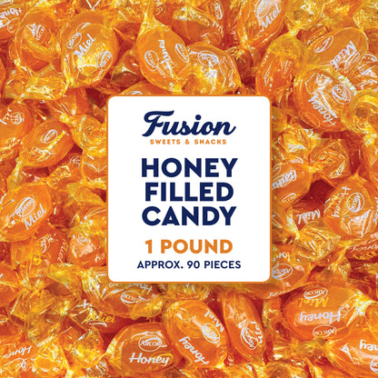 Honey Filled Hard Candy - Individually Wrapped Honey Hard Candy - 1 Pound Bulk Bag - Soft Honey Center