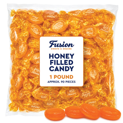 Honey Filled Hard Candy - Individually Wrapped Honey Hard Candy - 1 Pound Bulk Bag - Soft Honey Center