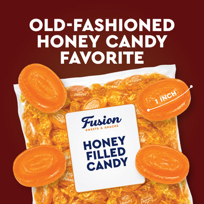 Honey Filled Hard Candy - Individually Wrapped Honey Hard Candy - 1 Pound Bulk Bag - Soft Honey Center