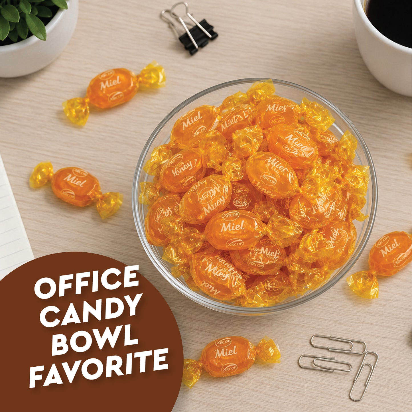Honey Filled Hard Candy - Individually Wrapped Honey Hard Candy - 1 Pound Bulk Bag - Soft Honey Center