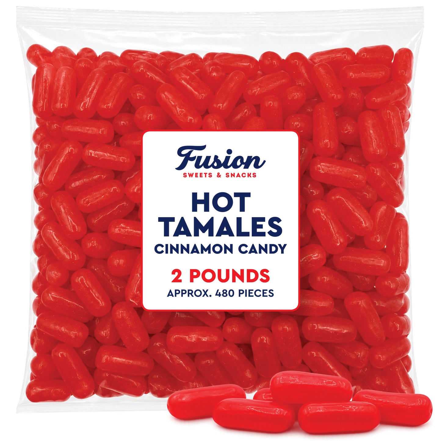 Hot Tamales Fierce Cinnamon Candy - 2 Pound Bulk Bag Spicy Hot Tamales, Chewy Cinnamon Candy, Gluten and Fat Free Red Candies