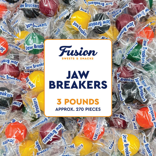 Jawbreakers 3 Pound Bag – Individually Wrapped Large Hard Candy Balls – Assorted Colors, Long-Lasting Jaw Breakers Candy – Bulk Jawbreaker Treats for Parties, Snacking, & More. Orange, Lime, Grape, Cherry and Lemon Flavor Hard Candy