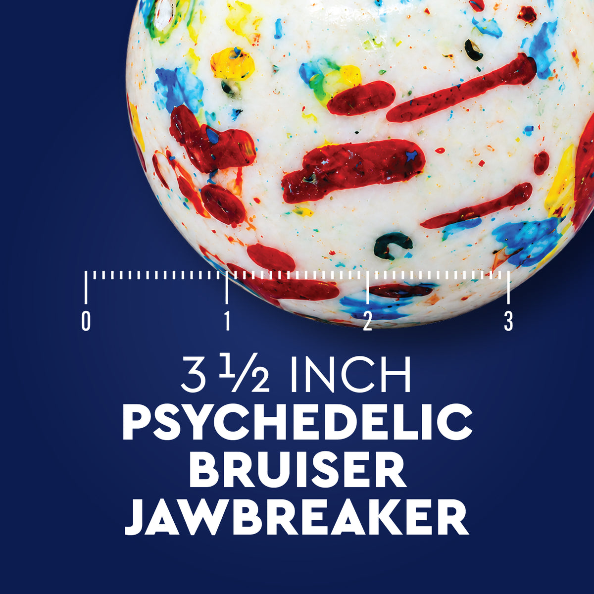 Giant Jawbreaker Candy 3.5 Inch, Psychedelic Speckled Jaw Breaker | World Famous Classic Giant Jawbreaker, Mega Bruiser Jumbo Jaw Breaker, Hard As A Rock, Long Lasting Sucking Candy