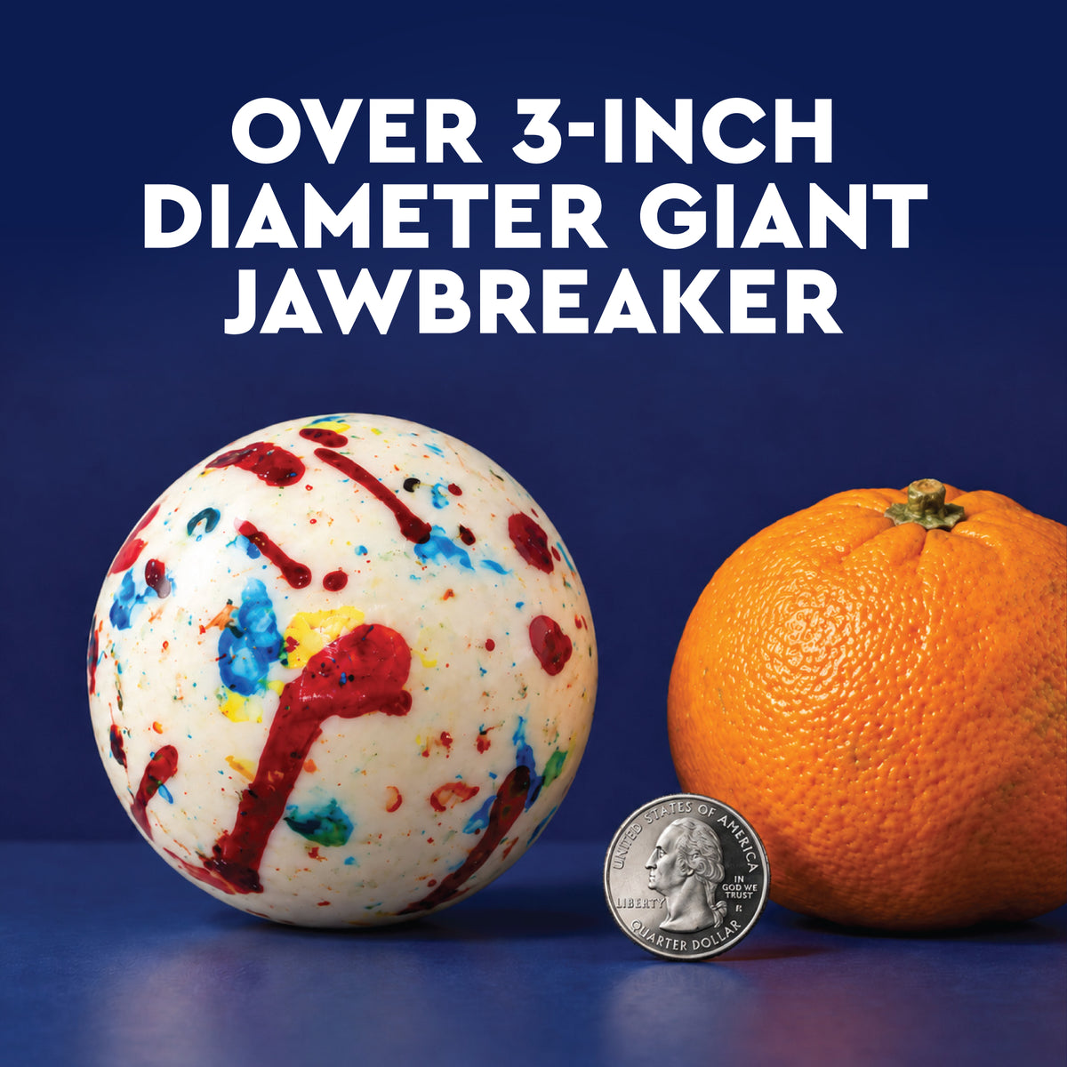 Giant Jawbreaker Candy 3.5 Inch, Psychedelic Speckled Jaw Breaker | World Famous Classic Giant Jawbreaker, Mega Bruiser Jumbo Jaw Breaker, Hard As A Rock, Long Lasting Sucking Candy