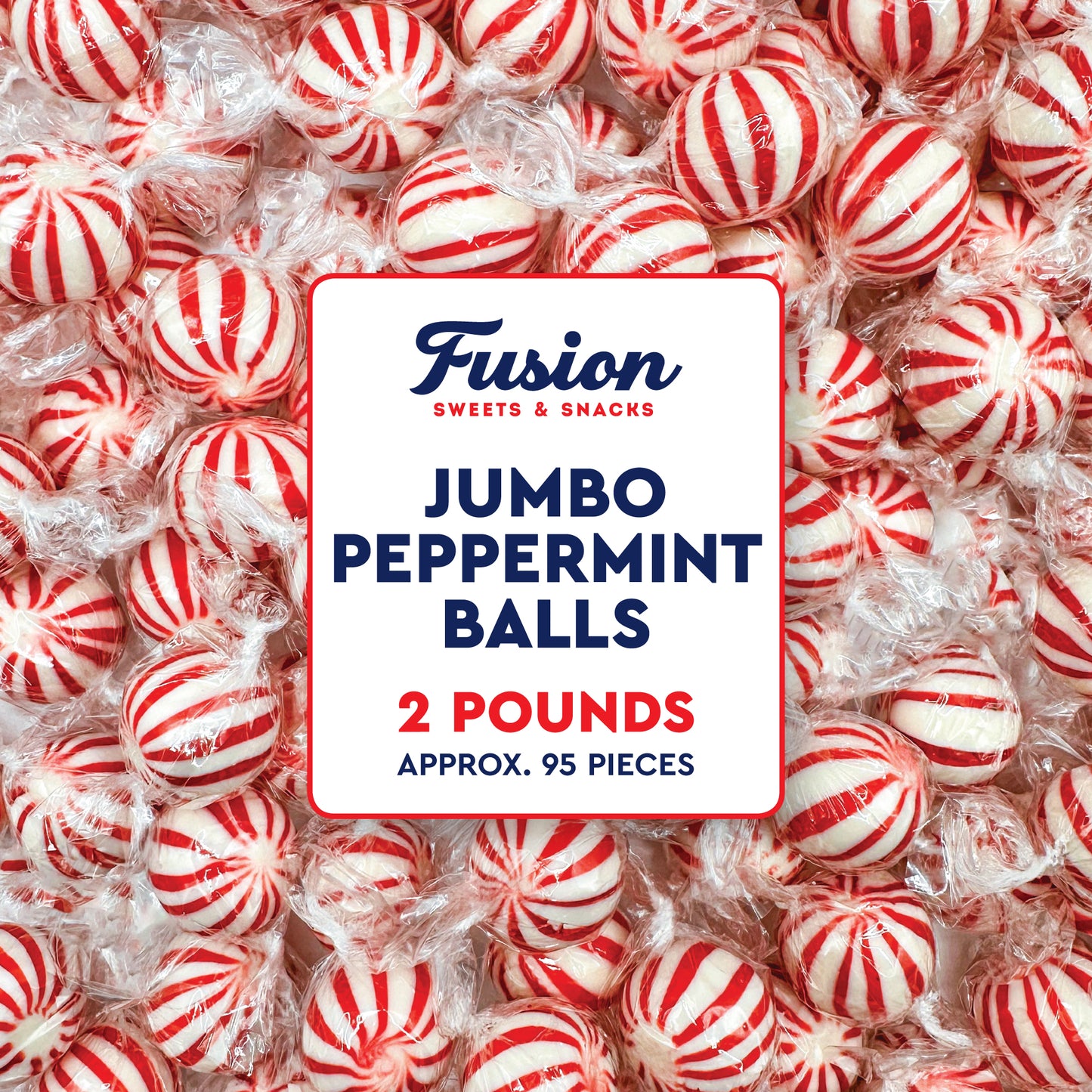 Jumbo Peppermint Balls Hard Candy - Individually Wrapped - 2 Pounds - Peppermints Bulk - Old Fashioned Hard Peppermint Candy Individually Wrapped For Holidays & More