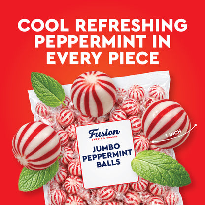 Jumbo Peppermint Balls Hard Candy - Individually Wrapped - 2 Pounds - Peppermints Bulk - Old Fashioned Hard Peppermint Candy Individually Wrapped For Holidays & More
