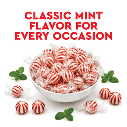 Jumbo Peppermint Balls Hard Candy - Individually Wrapped - 2 Pounds - Peppermints Bulk - Old Fashioned Hard Peppermint Candy Individually Wrapped For Holidays & More