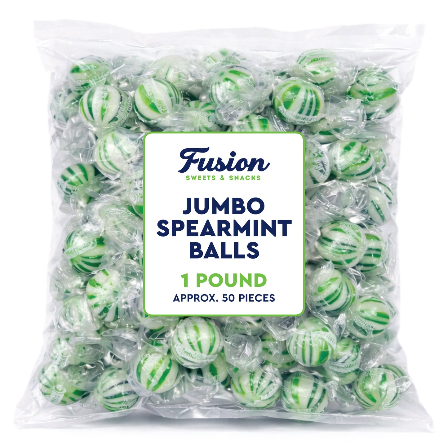 Jumbo Spearmint Mint Balls – 1 Pound Bulk Bag, Spearmint Candy Individually Wrapped, Green And White Candy Jumbo Pieces, Hard Mint Spheres with Refreshing Flavor, Ideal For Holidays, Weddings, Valentine’s Day, Party Favors