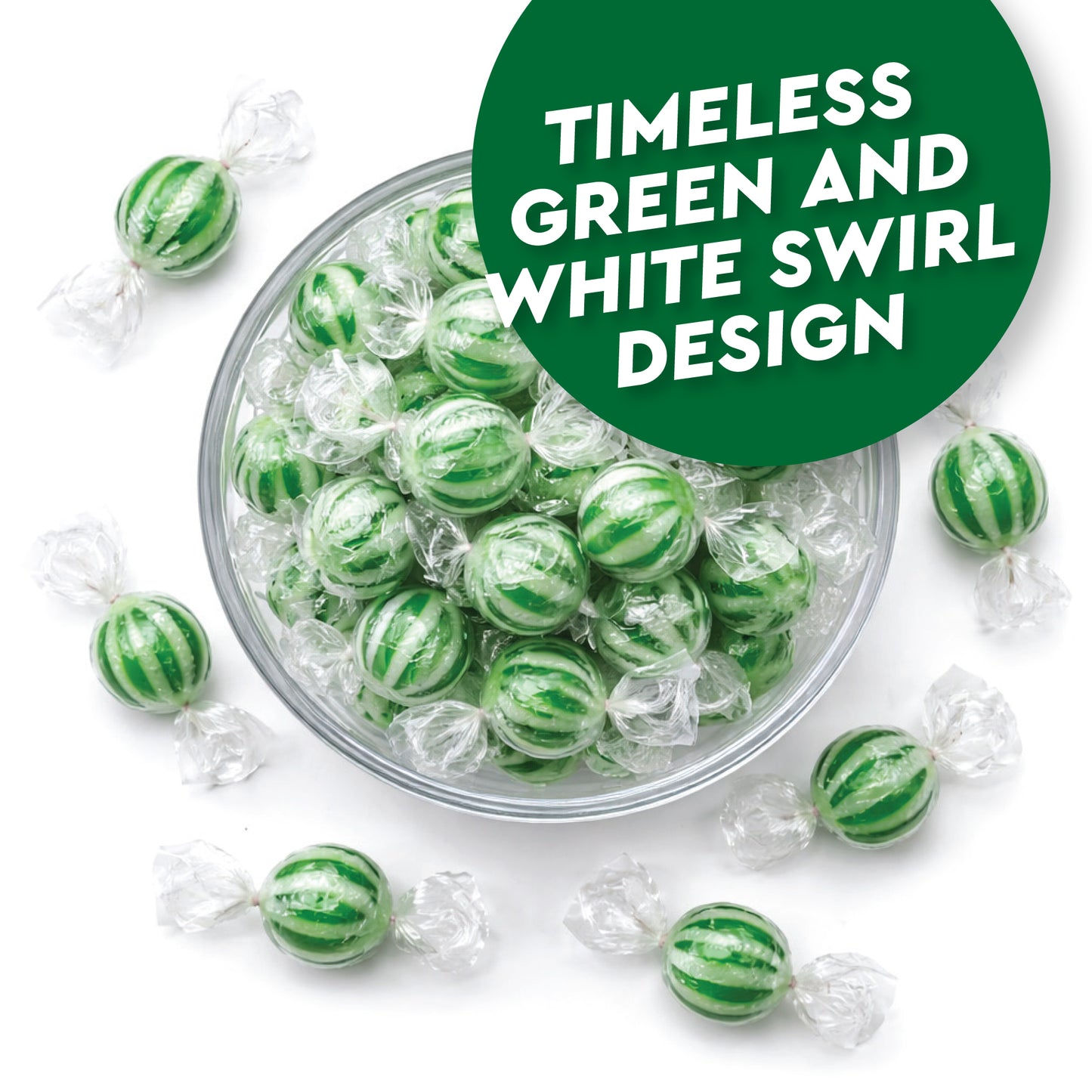 Jumbo Spearmint Mint Balls – 2 Pound Bulk Bag, Spearmint Candy Individually Wrapped, Green And White Candy Jumbo Pieces, Hard Mint Spheres with Refreshing Flavor, Ideal For Holidays, Weddings, Valentine’s Day, Party Favors, Spearmints