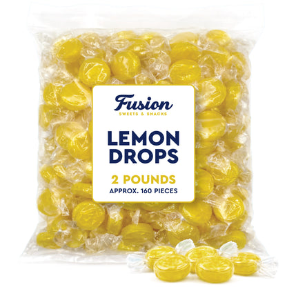 Lemon Drops Hard Candy Old Fashioned, 2 Pound Bulk Bag Individually Wrapped | Classic Lemon Candy, Tart Citrus Flavor, Traditional Yellow Hard Sweets, Gluten Free