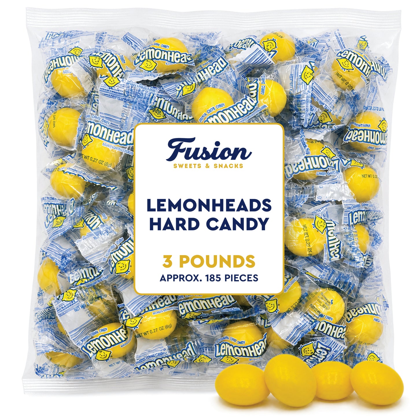 Lemonhead Candy - 3lb Bulk Bag, Individually Wrapped Original Lemon Head Hard Yellow Candies - The Perfect Candy For Parties, Movie Nights And Snacking