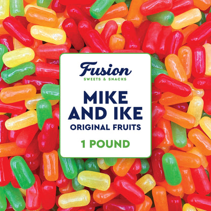 Mike and Ike Candy Bulk - 1 Pound Bag (16 Ounces) - Original Fruit Flavored Variety, Vending Machine Candy - Chewy Mike and Ikes Candies - Fat Free Movie Theater Candy