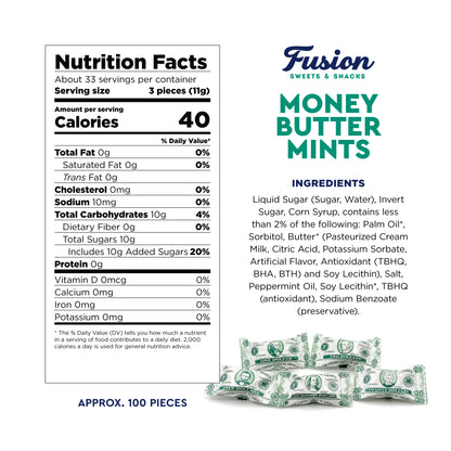 Money Buttermints Individually Wrapped, 100 Pieces | Creamy Mint Candy for Casino Party Favors, Trade Show Giveaways & Money Candy Gifts | Fun Dollar Treats For Events