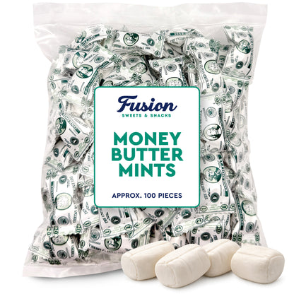 Money Buttermints Individually Wrapped, 100 Pieces | Creamy Mint Candy for Casino Party Favors, Trade Show Giveaways & Money Candy Gifts | Fun Dollar Treats For Events