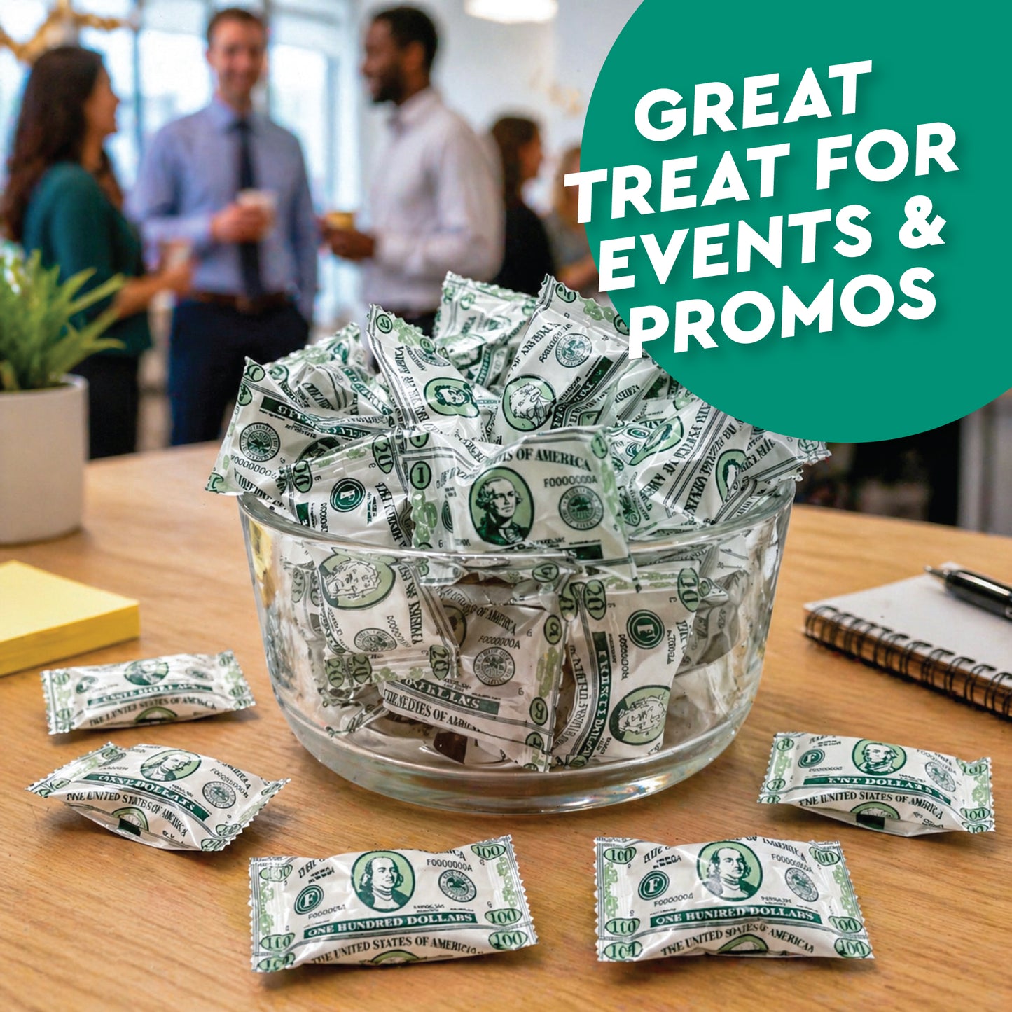 Money Buttermints Individually Wrapped, 100 Pieces | Creamy Mint Candy for Casino Party Favors, Trade Show Giveaways & Money Candy Gifts | Fun Dollar Treats For Events