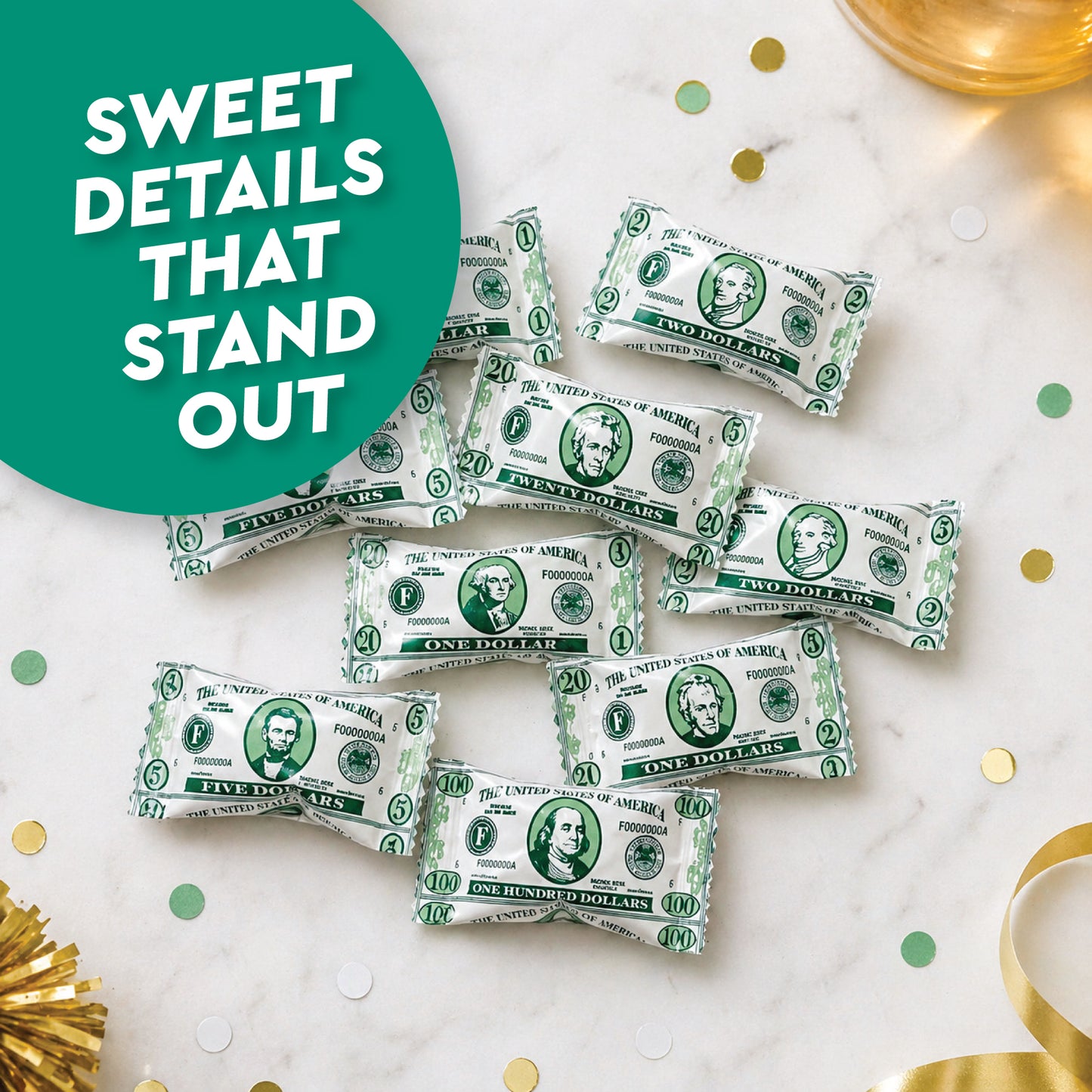 Money Buttermints Individually Wrapped, 100 Pieces | Creamy Mint Candy for Casino Party Favors, Trade Show Giveaways & Money Candy Gifts | Fun Dollar Treats For Events