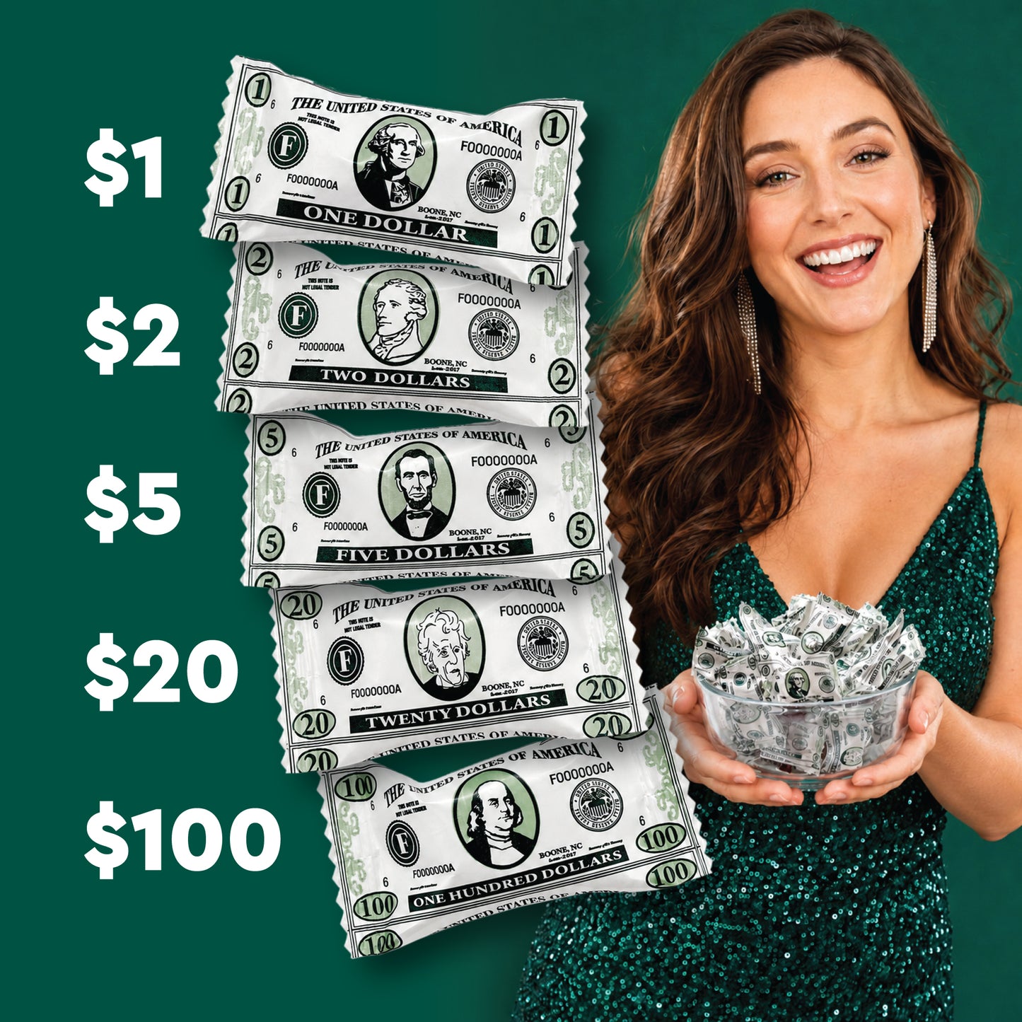 Money Buttermints Individually Wrapped, 100 Pieces | Creamy Mint Candy for Casino Party Favors, Trade Show Giveaways & Money Candy Gifts | Fun Dollar Treats For Events