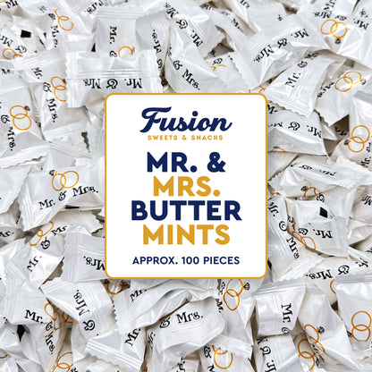 Mr. & Mrs. Buttermints - About 100 Count - Butter Mints Individually Wrapped - Wedding & Bridal Shower Mints