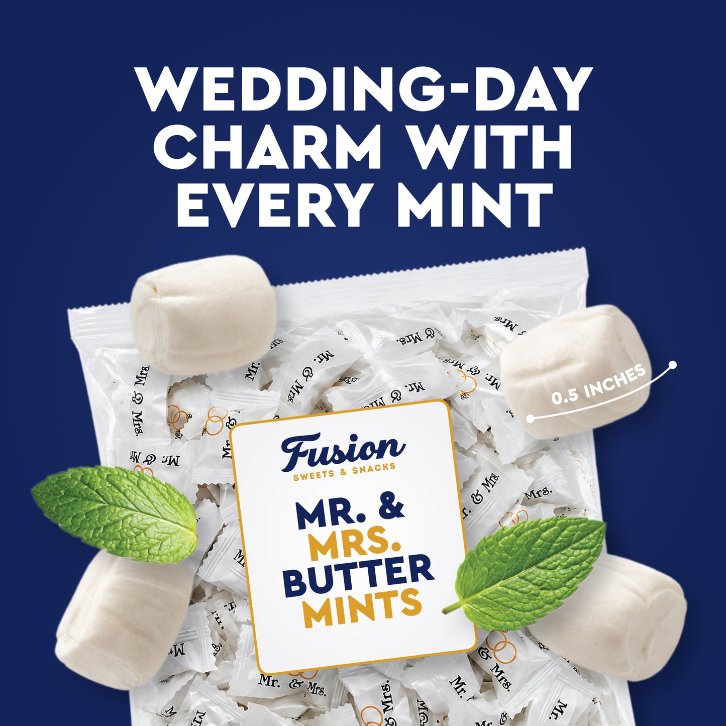 Mr. & Mrs. Buttermints - About 100 Count - Butter Mints Individually Wrapped - Wedding & Bridal Shower Mints