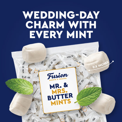 Mr. & Mrs. Buttermints - About 100 Count - Butter Mints Individually Wrapped - Wedding & Bridal Shower Mints