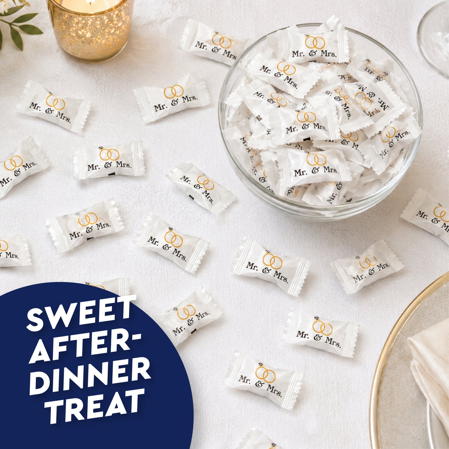 Mr. & Mrs. Buttermints - About 100 Count - Butter Mints Individually Wrapped - Wedding & Bridal Shower Mints