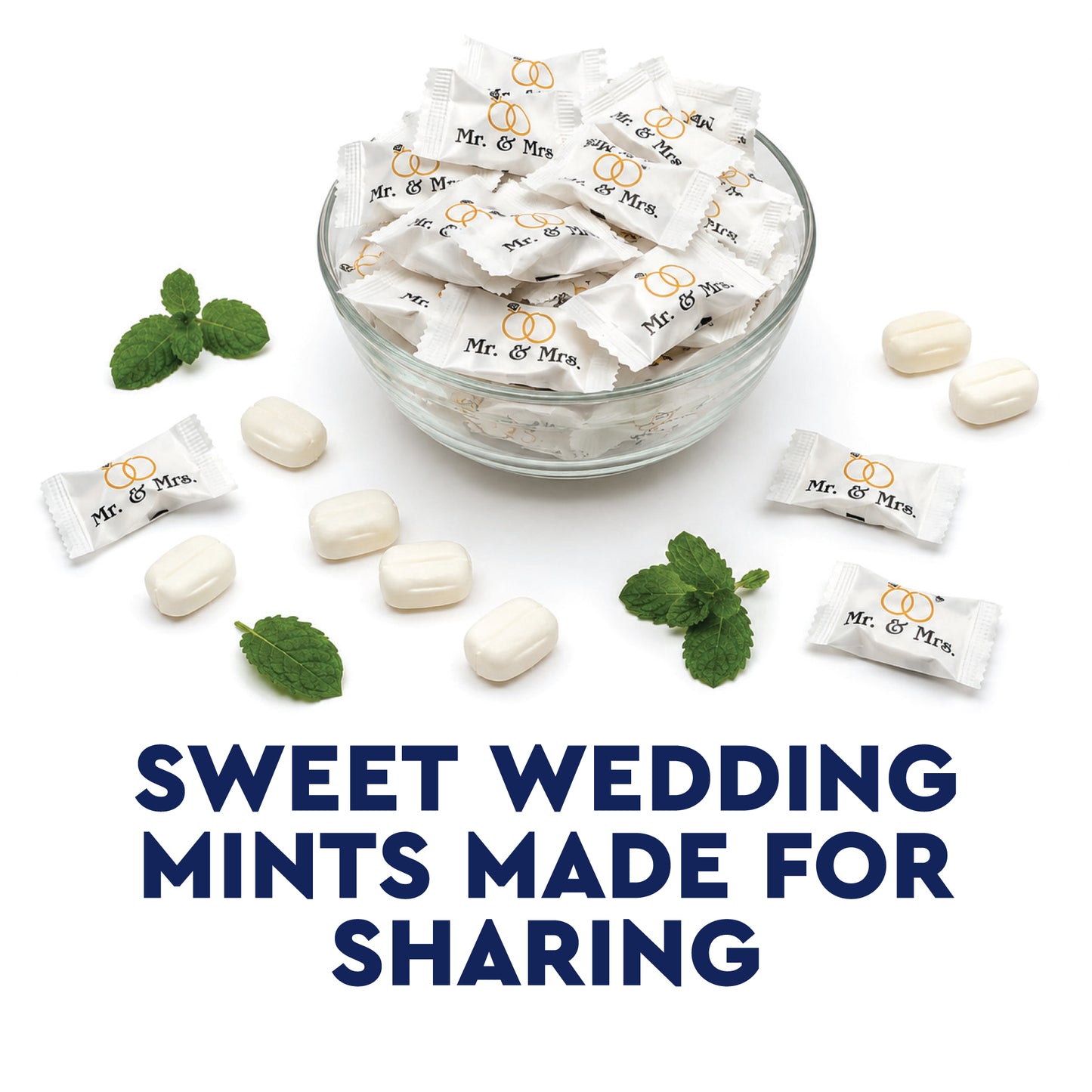 Mr. & Mrs. Buttermints - About 100 Count - Butter Mints Individually Wrapped - Wedding & Bridal Shower Mints