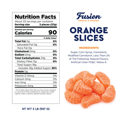 Orange Slices Candy - 2 Pound Bulk Bag (Approx 70 Count) Orange Jelly Candy, Nostalgic Fruit Slices Candies for Office Bowls, Buffets, Snacking and More