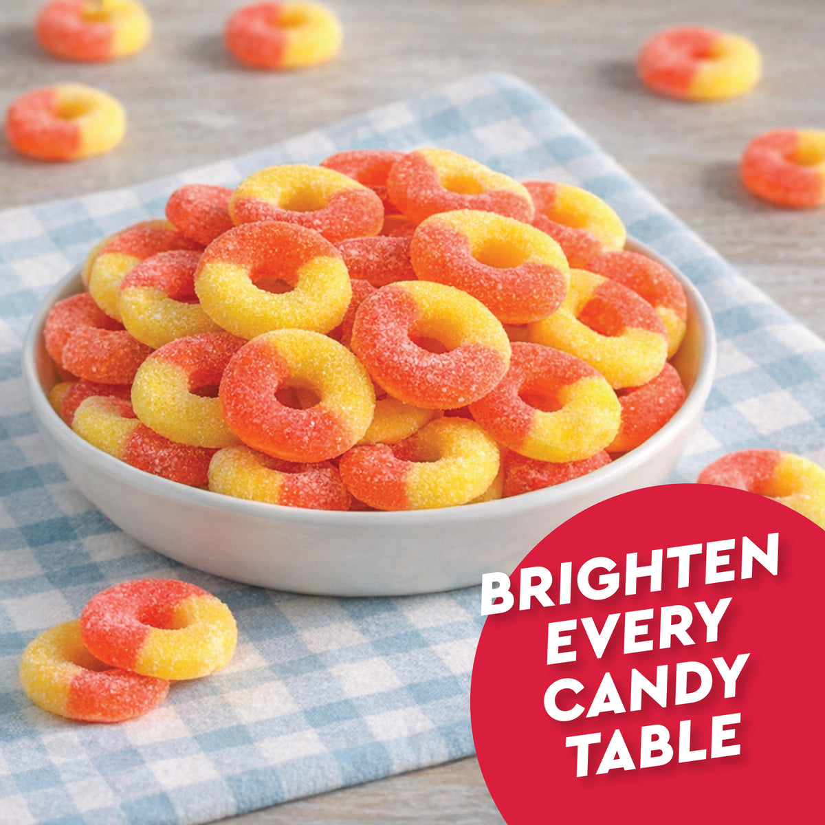 Peach Rings Gummy Candy 1 lb – Soft Chewy Sweet & Sour Gummies Bulk Bag, Juicy Peach Rings Bulk For Snacking, Party Treats & Candy Bowls