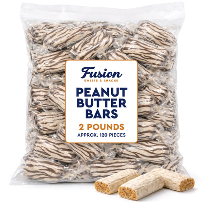 Peanut Butter Bars Candy - 2 Pounds (Approx 120 Pieces), Peanut Butter Candy Bars In Bulk Bag, Individually Wrapped Old Fashioned Treats
