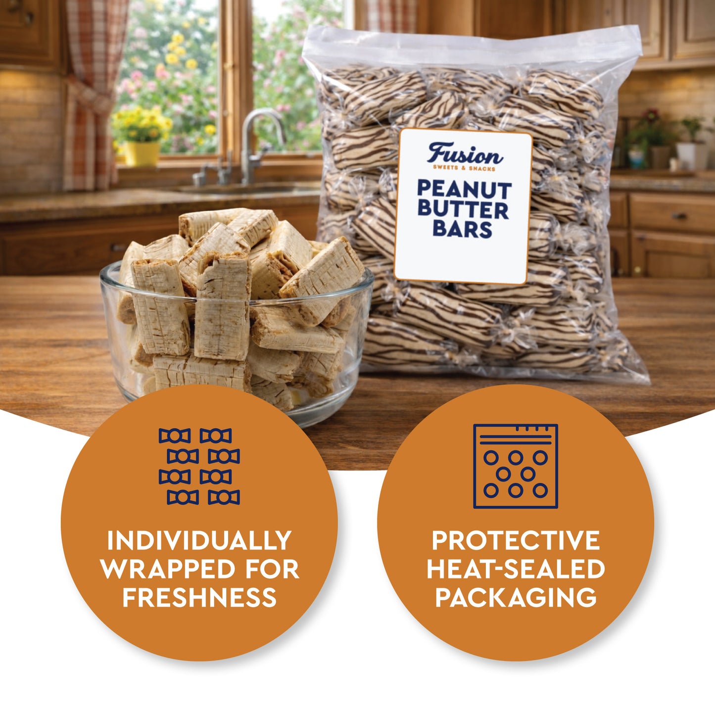 Peanut Butter Bars Candy - 2 Pounds (Approx 120 Pieces), Peanut Butter Candy Bars In Bulk Bag, Individually Wrapped Old Fashioned Treats