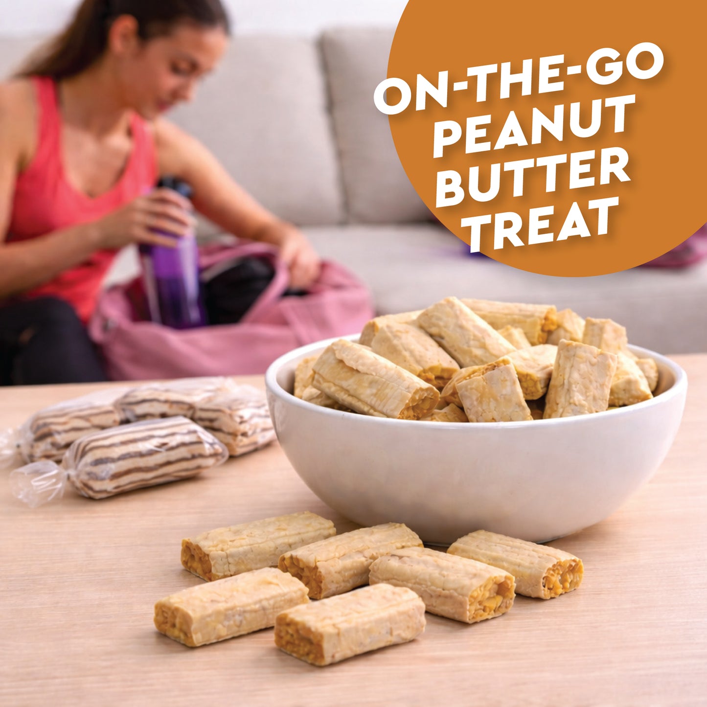Peanut Butter Bars Candy - 2 Pounds (Approx 120 Pieces), Peanut Butter Candy Bars In Bulk Bag, Individually Wrapped Old Fashioned Treats