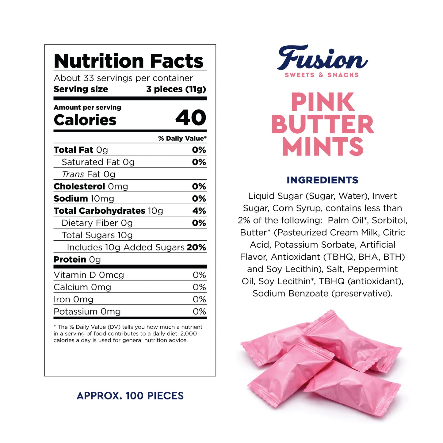 Pink Buttermints - 100 Count - Pink Candy For Baby Shower - Baby Shower Candy - Perfect For Gender Reveal Parties, Hospital Goodie Bags, Welcome Baby Party, And More