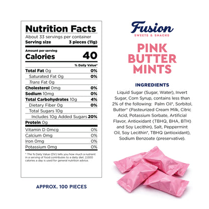 Pink Buttermints - 100 Count - Pink Candy For Baby Shower - Baby Shower Candy - Perfect For Gender Reveal Parties, Hospital Goodie Bags, Welcome Baby Party, And More