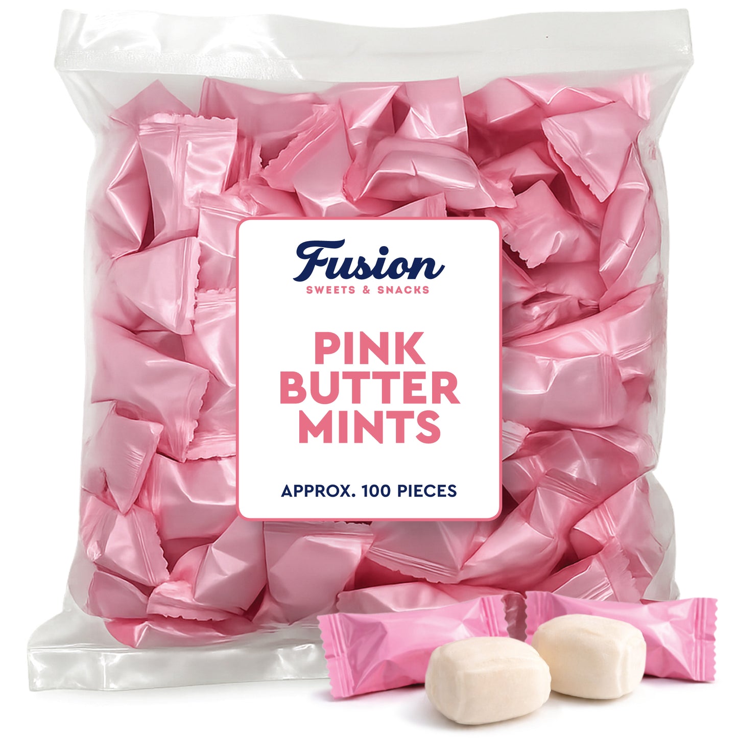 Pink Buttermints - 100 Count - Pink Candy For Baby Shower - Baby Shower Candy - Perfect For Gender Reveal Parties, Hospital Goodie Bags, Welcome Baby Party, And More