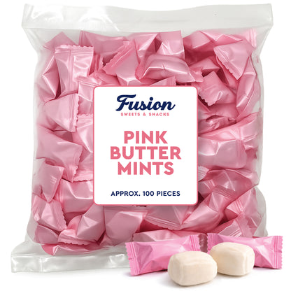 Pink Buttermints - 100 Count - Pink Candy For Baby Shower - Baby Shower Candy - Perfect For Gender Reveal Parties, Hospital Goodie Bags, Welcome Baby Party, And More