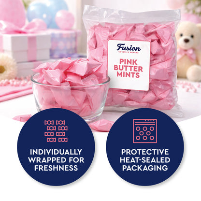Pink Buttermints - 100 Count - Pink Candy For Baby Shower - Baby Shower Candy - Perfect For Gender Reveal Parties, Hospital Goodie Bags, Welcome Baby Party, And More