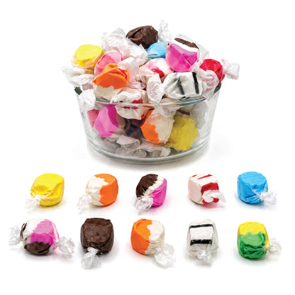 Assorted Salt Water Taffy, 1/2 Pound Bag, Individually Wrapped | 8 Ounces, About 32 Pieces, Classic Old Fashioned Retro Candy, Chewy, Great For Parties, Gifting, And Snacking