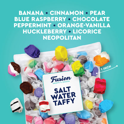 Assorted Salt Water Taffy, 1/2 Pound Bag, Individually Wrapped | 8 Ounces, About 32 Pieces, Classic Old Fashioned Retro Candy, Chewy, Great For Parties, Gifting, And Snacking