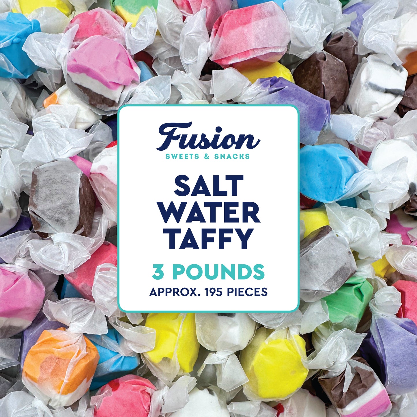 Assorted Salt Water Taffy, 3 Pound Bag, Individually Wrapped, Bulk Candy | Classic Old Fashioned Retro Candy, Chewy, Great For Parties, Gifting, And Snacking, Gluten Free, Kosher
